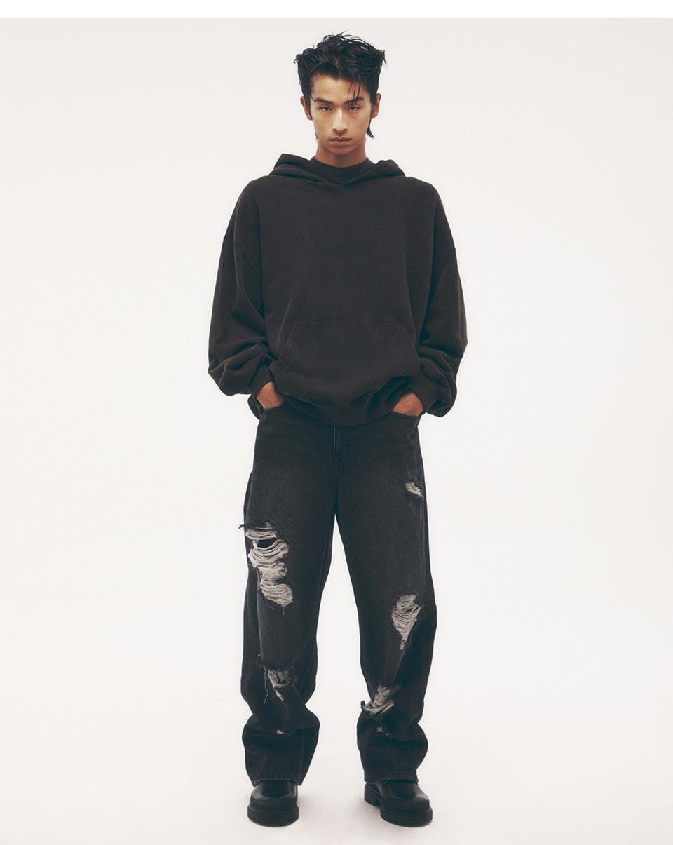 MUSINSA | MUSINSA STANDARD Multi-Destroyed Wide Denim Pants