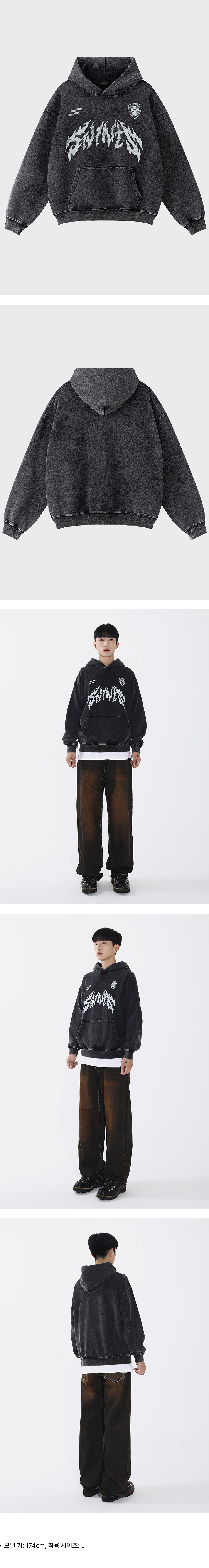 MUSINSA | SAINTPAIN SP Metal Pigment Overfit Hood Black