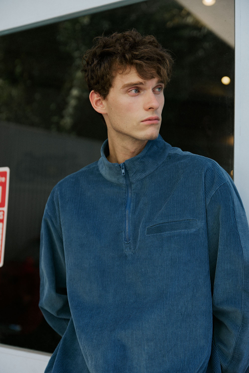 Tiger Corduroy 1/4 зип топ (Blue)