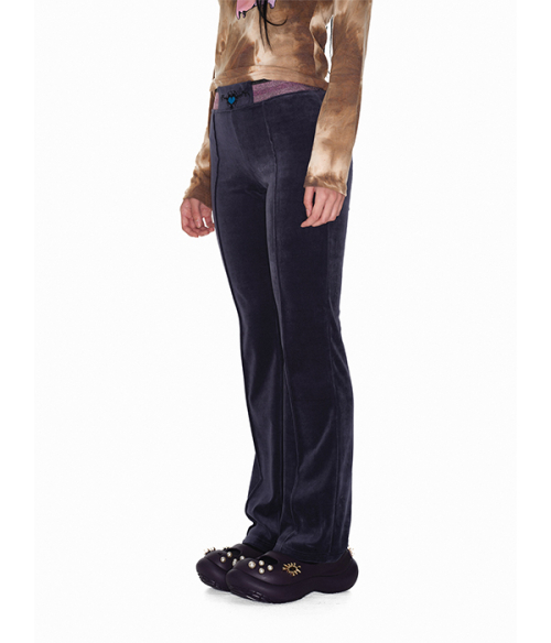 Twinkle band velour pants_navy