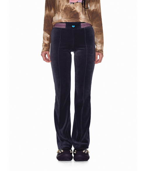 Twinkle band velour pants_navy
