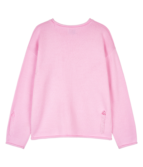 Over fit damage graphic knit_pink