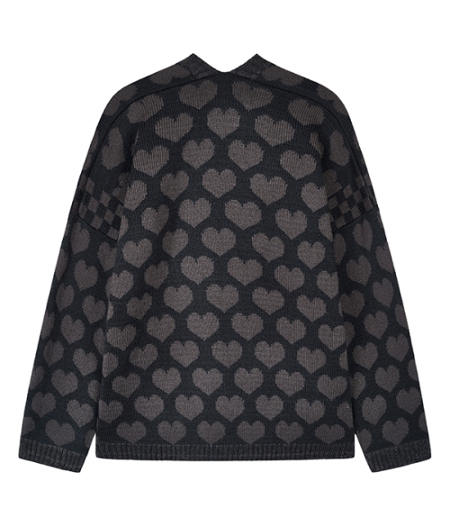 Heart check cardigan_charcoal