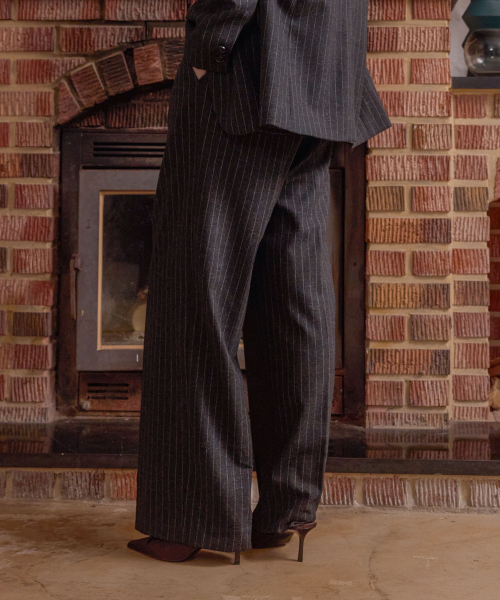 Elodie Wool Blended Slacks [CharcoalPinstripe]