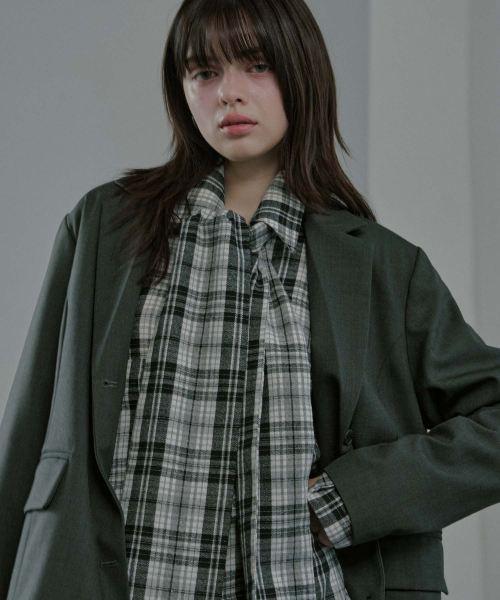Wool Blend Semi-Over Fit Jacket - Charcoal