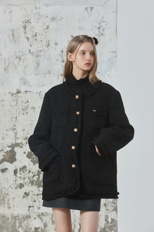 OVERFIT TWEED JACKET BLACK