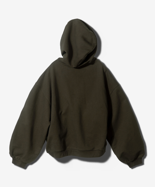 (SETUP) POCKET HOODED ZIPUP + LEATHER BELT WIDE PANTS- KHAKI