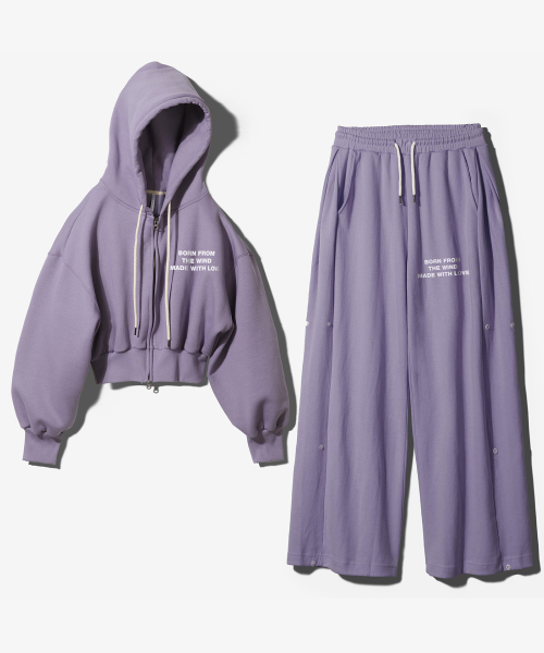(SETUP) MWL CROP HOODED ZIPUP+SNAP PANTS - PURPLE