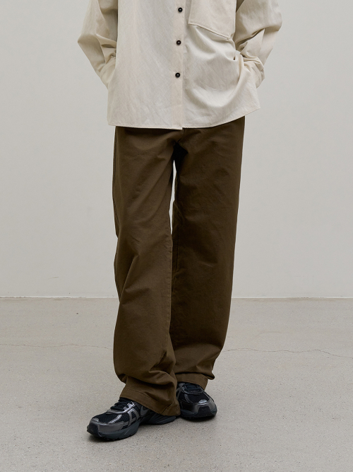 HIDE LINE WIDE PANTS KHAKI BROWN