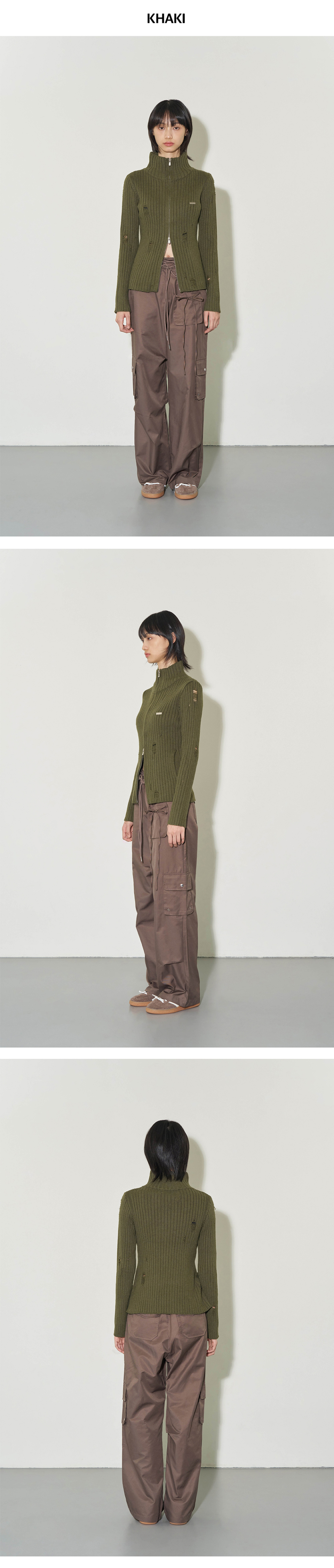 トップス ILLIGO Punching Damage Knit Zip-up Cream MUSINSA公式 | ILLIGO Punching Damage Knit Zip-up - 3 COLOR