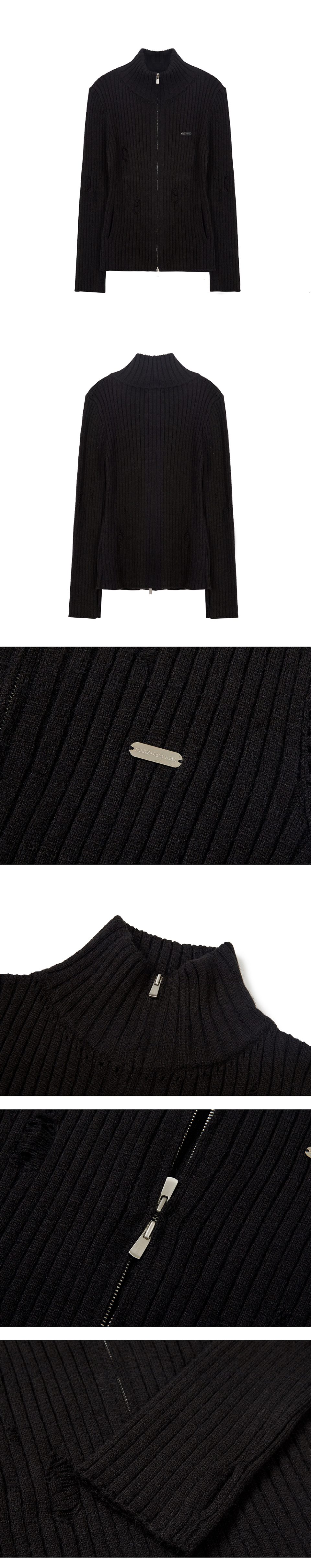 MUSINSA公式 | ILLIGO Punching Damage Knit Zip-up - 3 COLOR