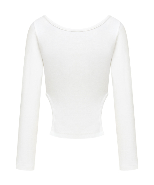 Eyelet side-cut tee, white