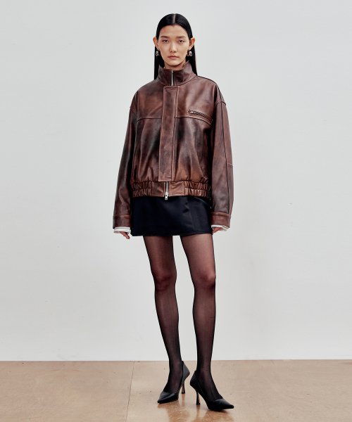 Cowhide Bomber Jacket (Brown)