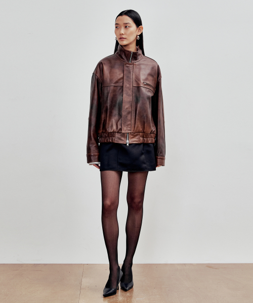 Cowhide Bomber Jacket (Brown)