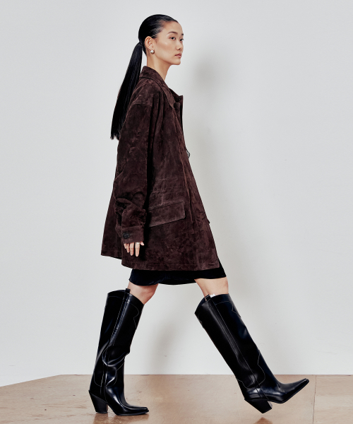 Oversized Goat Suede Jakcet (Chocolate Brown)