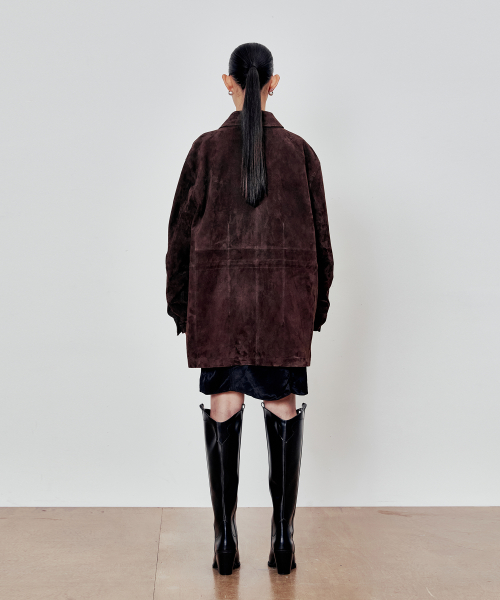 Oversized Goat Suede Jakcet (Chocolate Brown)