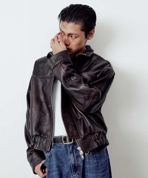 Cowhide Bomber Jacket (Brown)