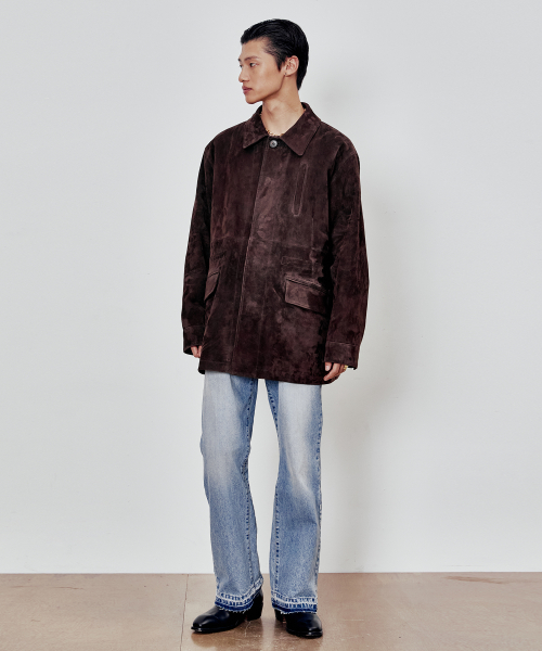 Oversized Goat Suede Jakcet (Chocolate Brown)