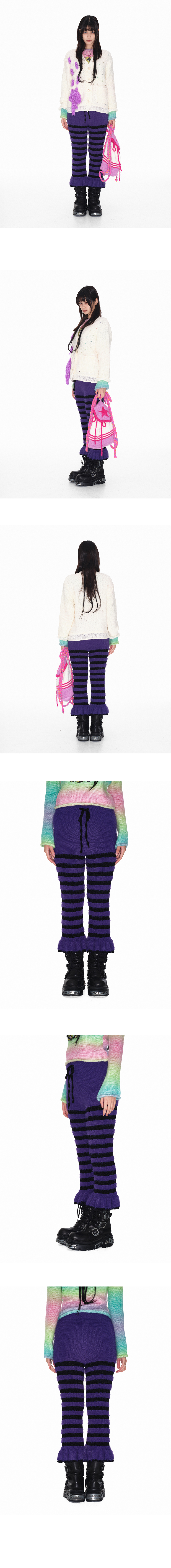 ★YOUTHBATH★Fluffy stripe cropped knit pants_gray★正規品 MUSINSA | YOUTHBATH Fluffy stripe cropped knit pants_purple