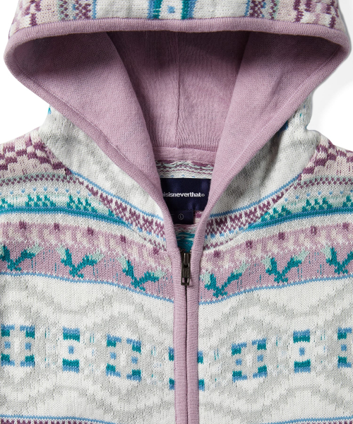 Hooded Zip Up Sweater Pink