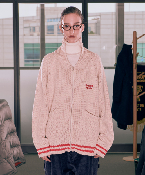 SKI GRAPHIC POINT CARDIGAN CREM