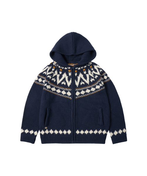 KN4242 Nordic knit hood zip-up_Navy