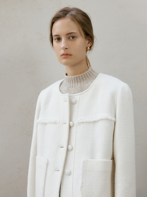 Fringe tweed jacket (2color)