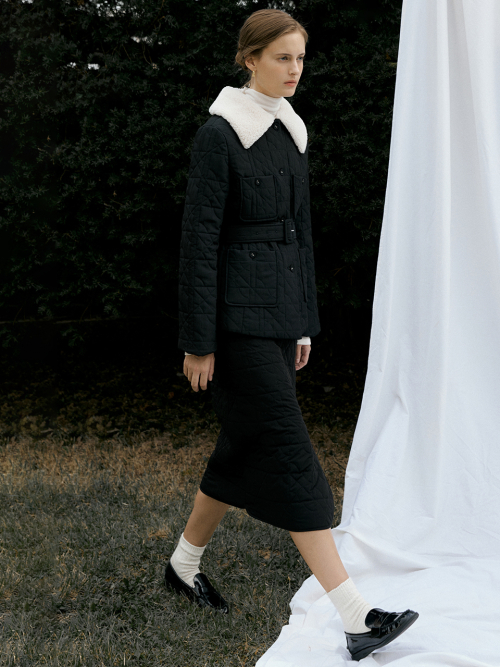Faux-shearing collar quilting jacket (2color)