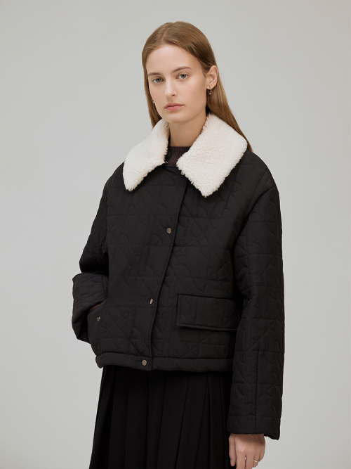 Fake wool shearing quilting jumper (2color)