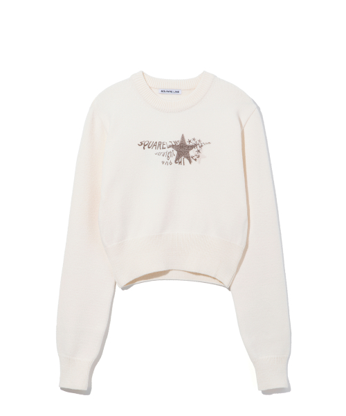 Letter Star Crop Knit_ 3color
