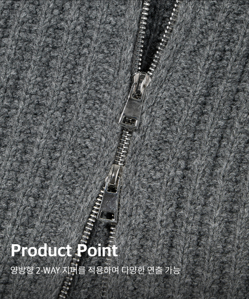 Объемный трикотажный худи на молнии_Dark Gray
