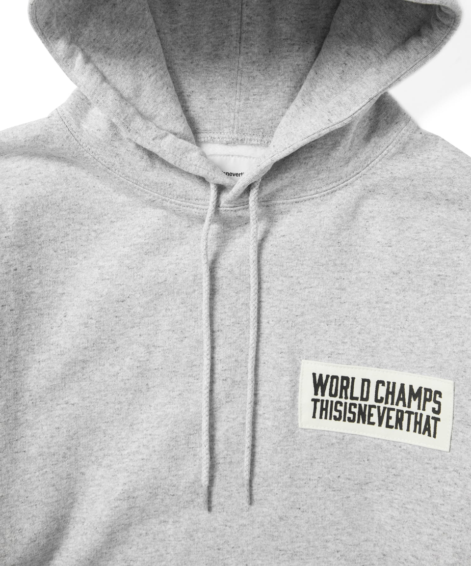 【THISISNEVERTHAT】Scrap Applique Hoodie Heather Grey MUSINSA | thisisneverthat® Scrap Applique Hoodie Heather Grey