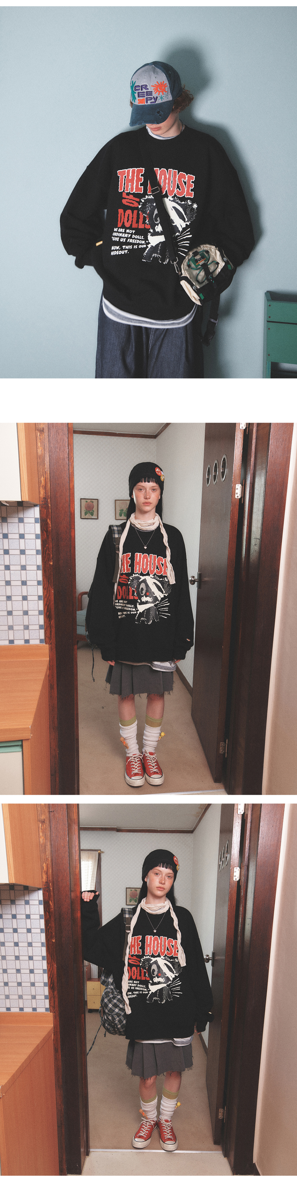 MUSINSA | MAINBOOTH Doll House Sweatshirt(BLACK)