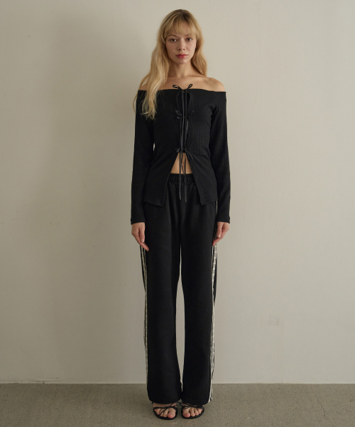 Кардиган в рубчик с бантом (Black)