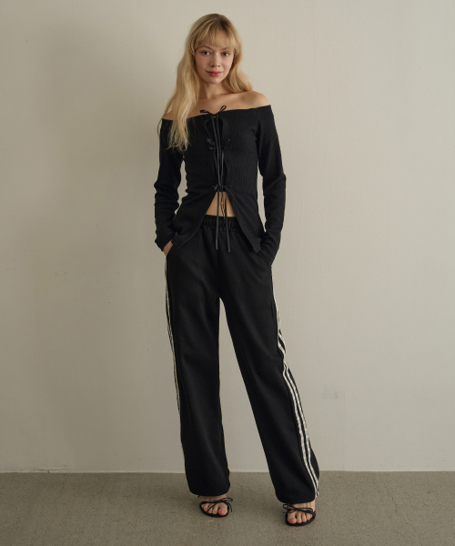 Кардиган в рубчик с бантом (Black)