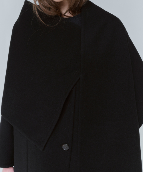 Двустороннее шерстяное пальто Scarf Black 0132
