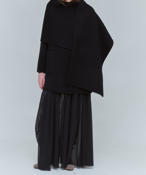 Двустороннее шерстяное пальто Scarf Black 0132