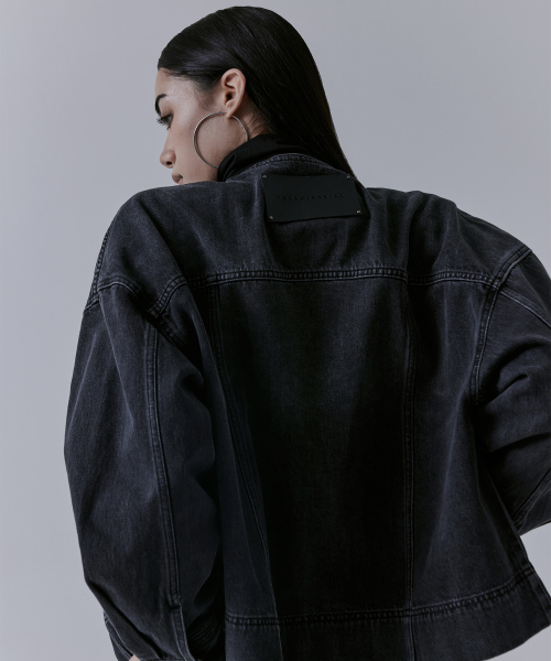 One Button Denim Set-up Jacket [ Black ]