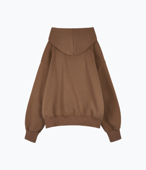 season logo hoodie zip up brown