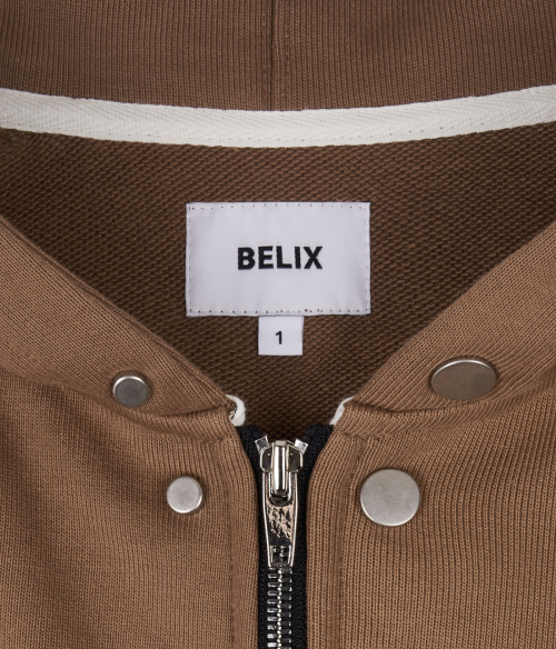 season logo hoodie zip up brown
