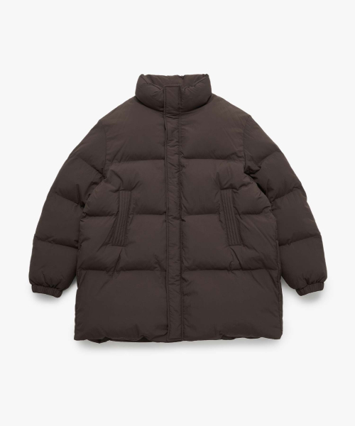 Объемный пуховик средней длины Brown