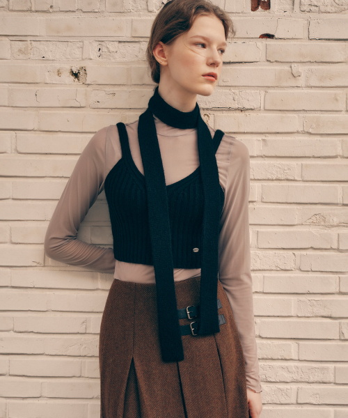 KNIT BUSTIER MUFFLER SET чёрный