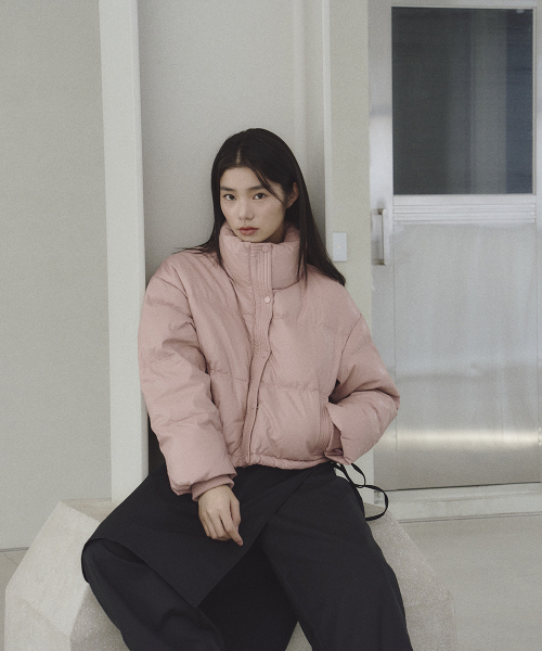 Укороченный пуховик из FAUX кожи [Indie Pink]