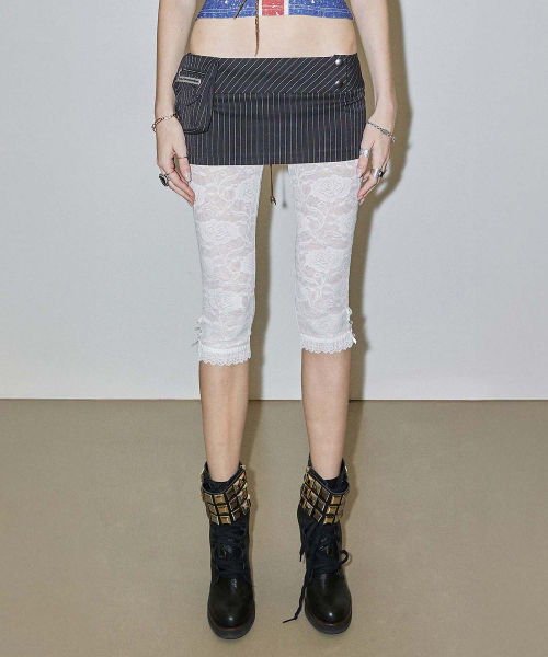 90s Lace Leggings White