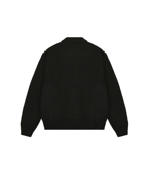 VERTICAL STRIPE KNIT ZIP UP - чёрный