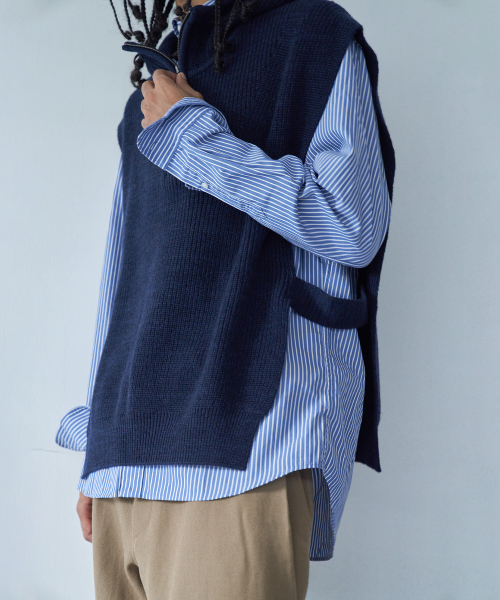 капюшон трикотаж жилет (Navy)