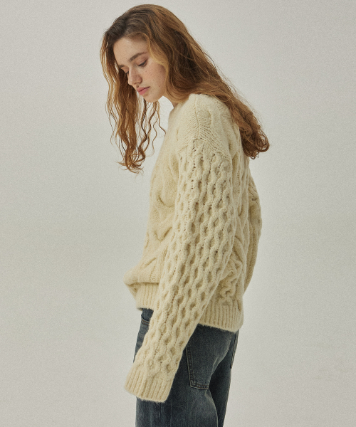 Рыбацкий Cream свитер с круглым вырезом Knit 3951