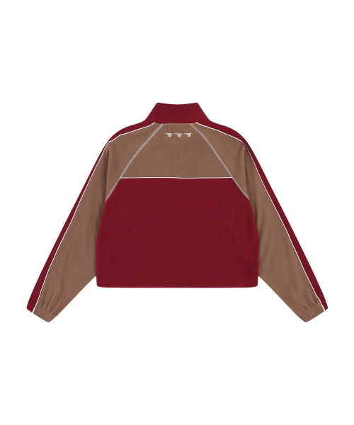 W COLOR MIXED FLEECE HALF ZIP-UP [BURGUNDY]