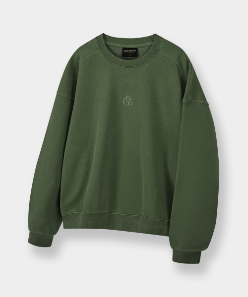 Плотный свитшот 860g с пигментным окрашиванием и швами (Khaki)