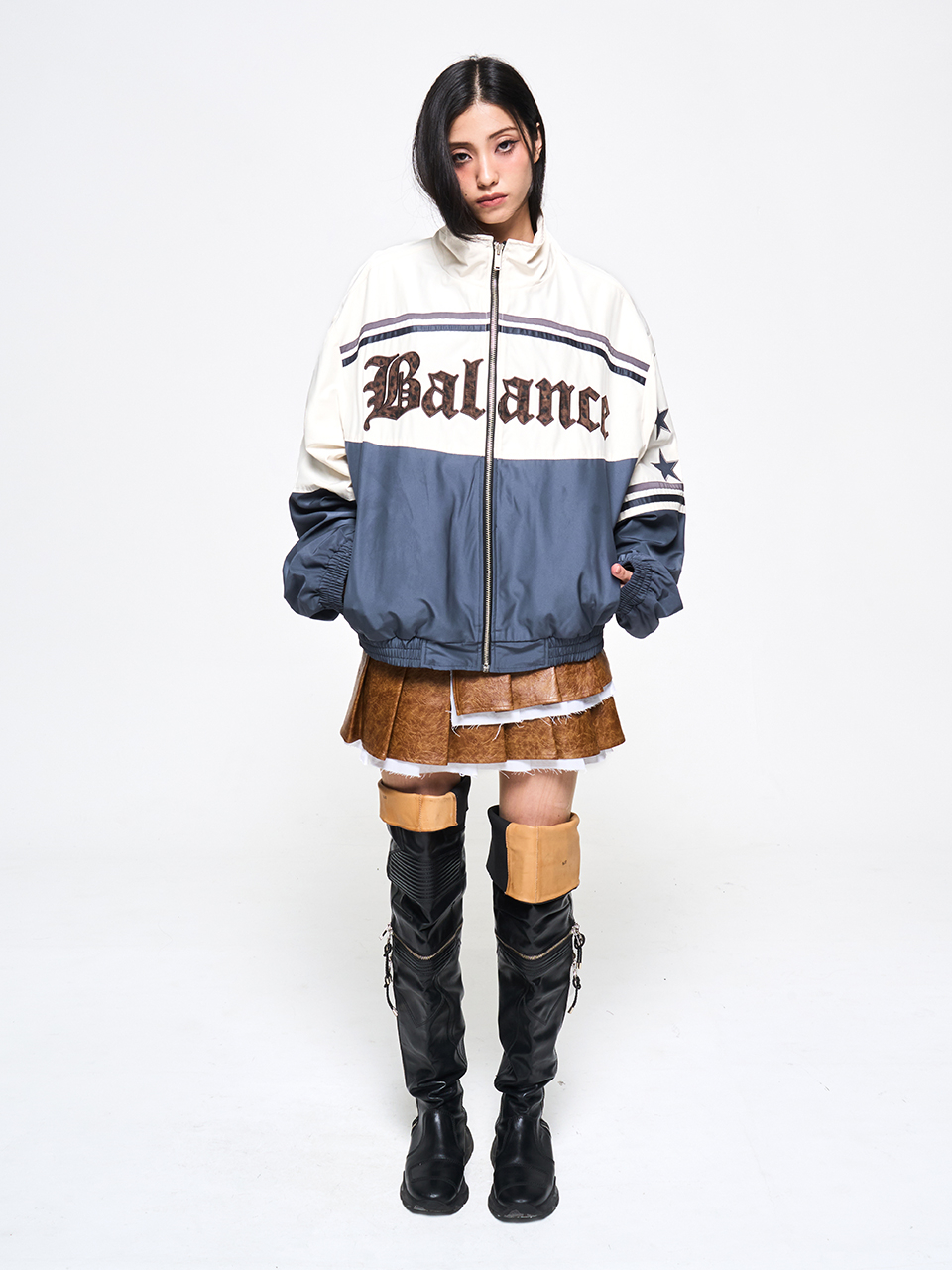 [L.E.E.Y] BALANCE BOMBER JACKET ★大人気★ MUSINSA | L.E.E.Y BALANCE BOMBER JACKET IVORY